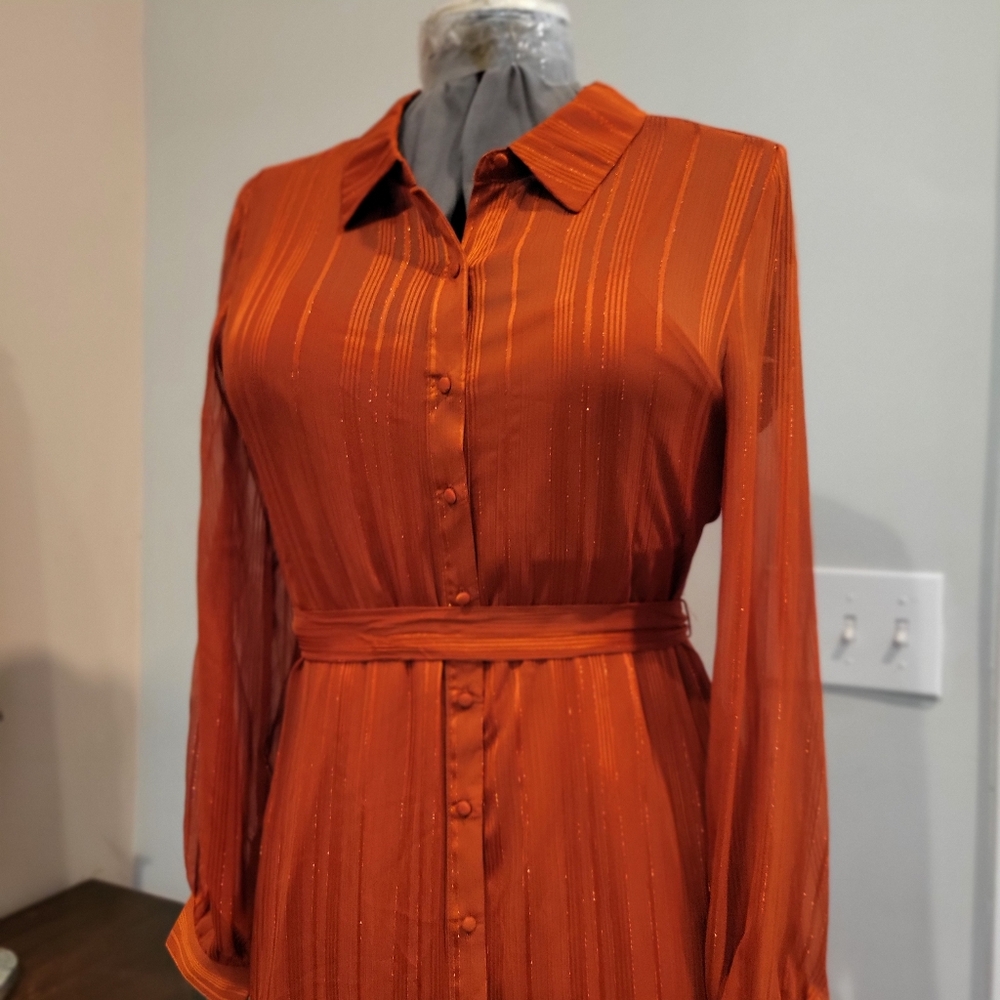 NWT 16 Nanette Lepore Copper Shimmery Dress - Picture 4 of 11